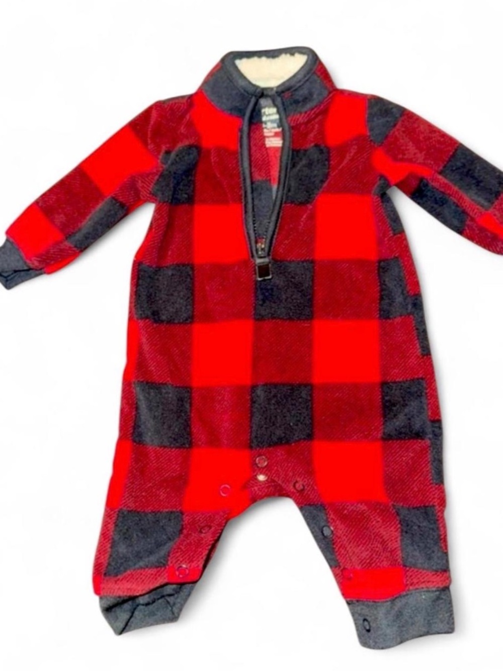 Baby Buffalo Plaid Fleece Jumpsuit